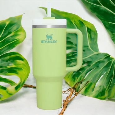 Stanley Quencher H2.0 FlowState Stainless Steel Vacuum Insulated Tumbler with Lid and Straw for Water, Iced Tea or Coffee, Smoothie and More, Eucalyptus, 40 oz, 1180 ML