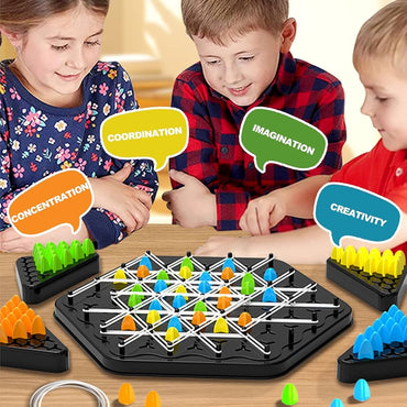 ESCUCHA Chain Triangle Chess Game, Triggle Elastic Band Game, Family Games for Kids and Adults, Family Fun Night Chess Set, Chain Board Chess Desktop Puzzle Interactive Brain Teaser, 2 to 4 Players