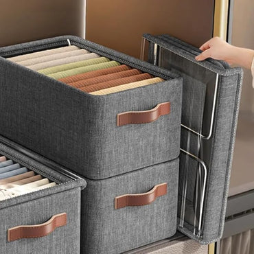 Finalize 26 Litre Storage Box With Lid Clothes Storage Box With Lid Folding Storage Box With Handles Durable Clothes Basket For Blanket Space-saving Storage & Organizer-(Handles-1)